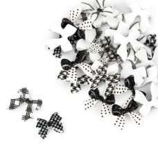 Ozdoby do paznokci kokardki 3D Molly Nails biało czarne 30 szt