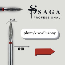 SAGA Professional Frez Diamentowy Płomyk czerwony 23 wydłużony 010