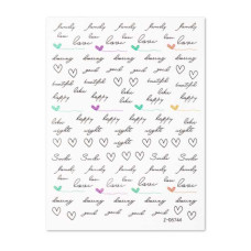 Naklejki do paznokci cienkie samoprzylepne serduszka napisy Z-D5744